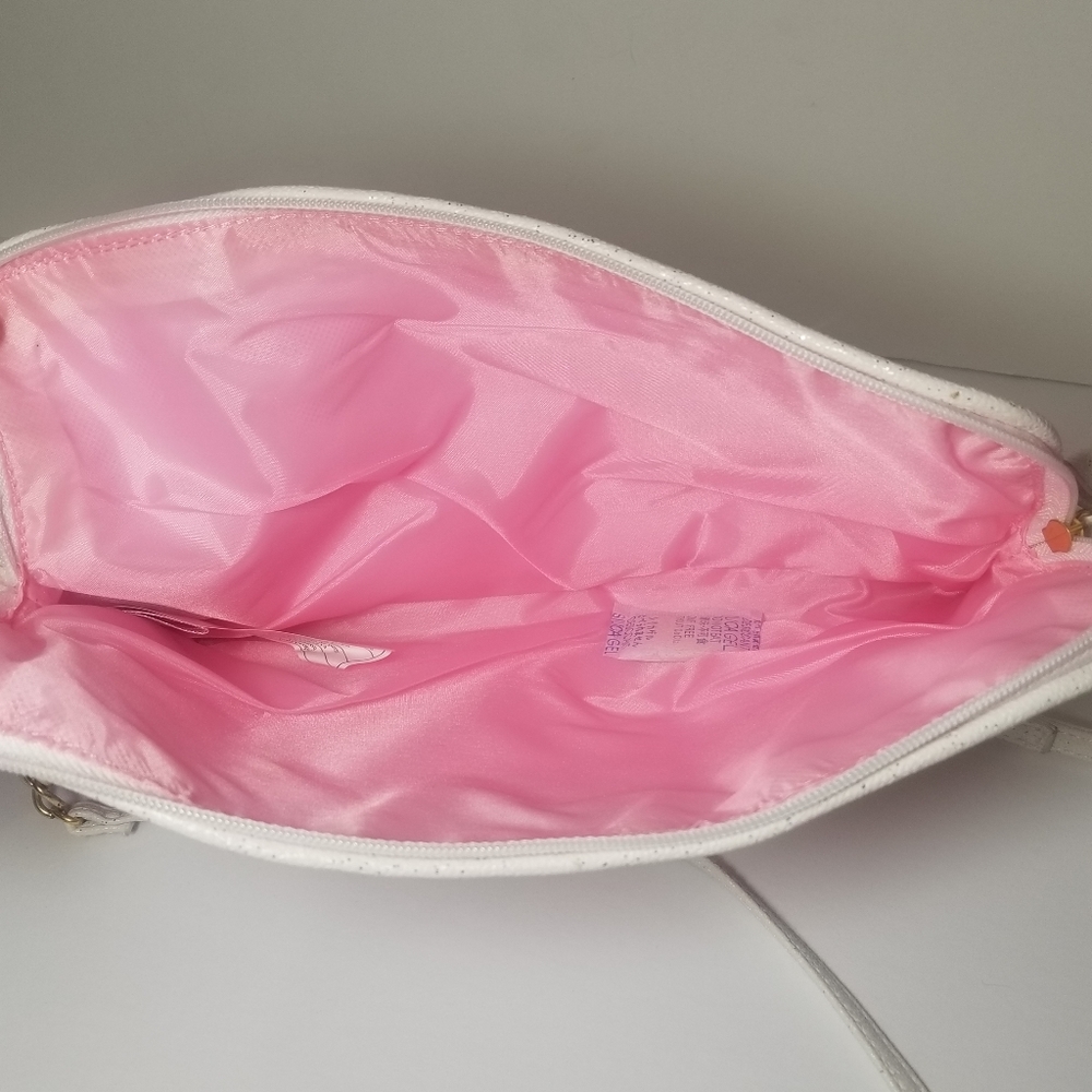 Juicy Couture Pink & White Crossbody Purse w/ Gold Hardware + Sparkle Bow - Picture 3 of 8